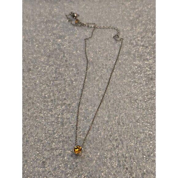 Lia Sophia Silver-Tone Necklace With Yellow Gemstone Pendant - Picture 2 of 2